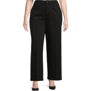 Terra & Sky Womens Plus Size 24W Black Dress Pants Wide Leg Zip Close 4 Pockets